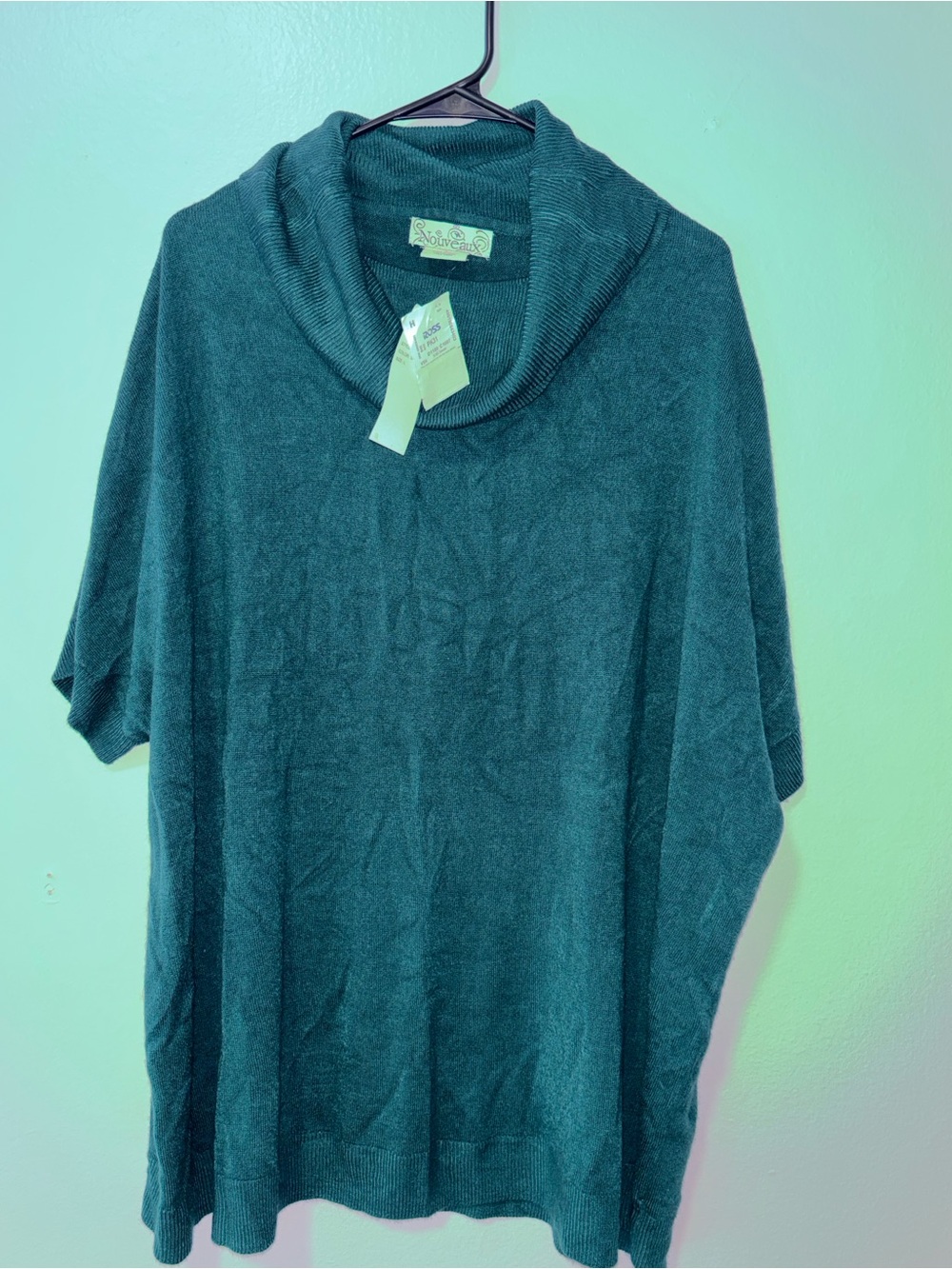 Olivia Moon Teal Cowl Neck Poncho Top